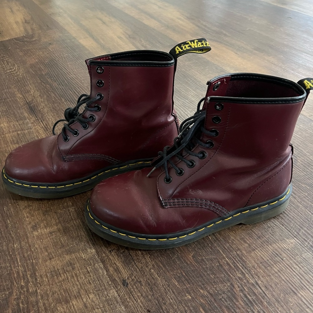 Red Dr. Martens 1460 Leather Boots Size 8